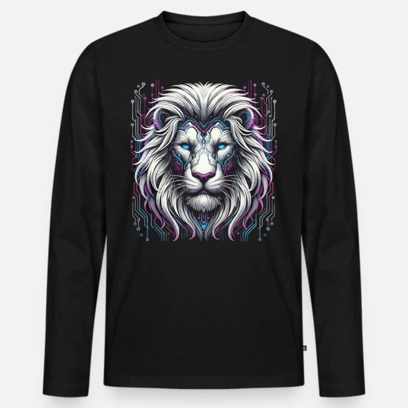Cyberlöwe: Neonpride - Männer Premium Bio Langarmshirt - Schwarz