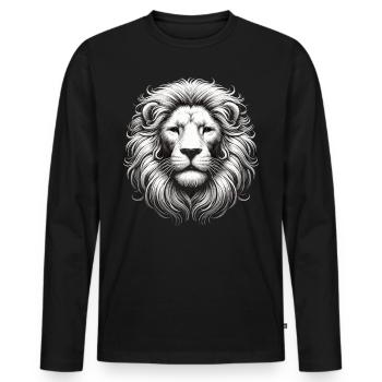 The White Lion – Royal Presence - Men's Premium Organic Long Sleeve Shirt - black - Front - Nico (187cm)