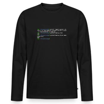 linux shell python hash - T-shirt manches longues Premium bio Homme - noir - Devant - Nico (187cm)