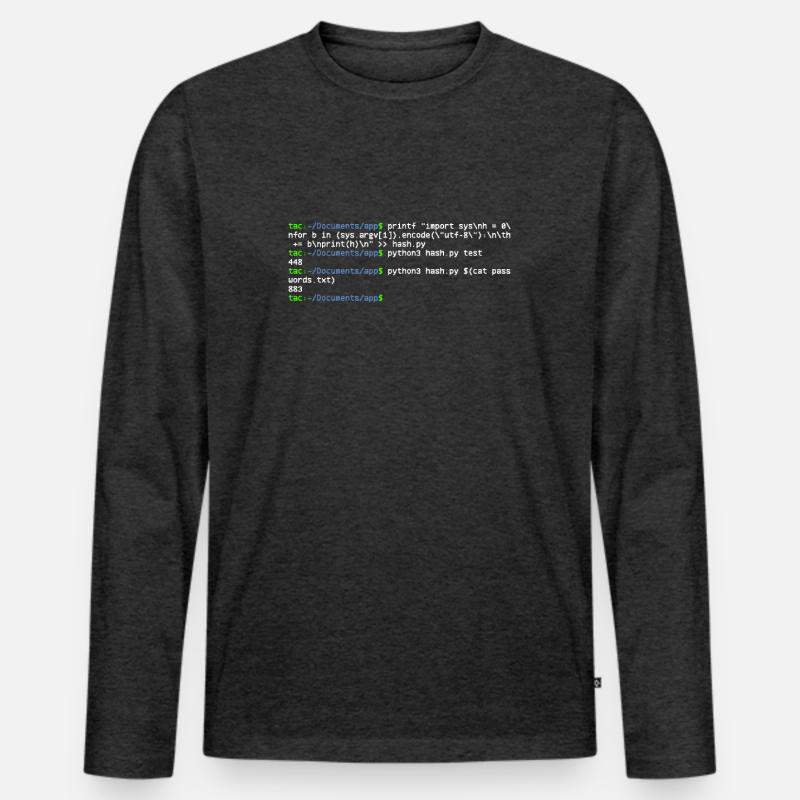 linux shell python hash T-shirt manches longues Premium bio Homme