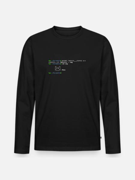 linux shell cat - T-shirt manches longues Premium bio Homme - noir