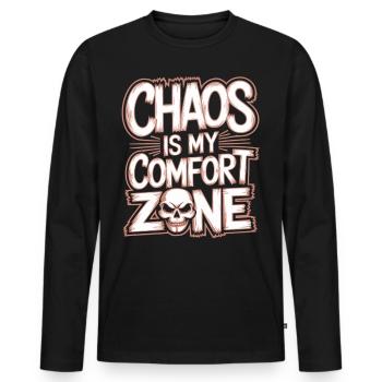 Chaos: My comfort zone - Men's Premium Organic Long Sleeve Shirt - black - Front - Nico (187cm)