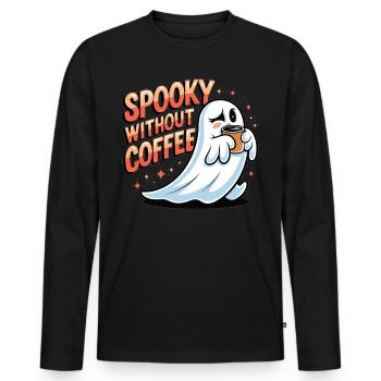 Spuk ohne Kaffee? Unmöglich! - Männer Premium Bio Langarmshirt - Schwarz - Vorne - Nico (187cm)