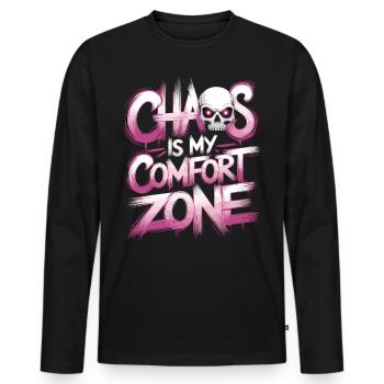 Chaos is my feel-good area - Men's Premium Organic Long Sleeve Shirt - black - Front - Nico (187cm)