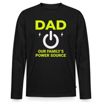 Electrician Dad: Family’s Power Source - Men's Premium Organic Long Sleeve Shirt - black - Front - Nico (187cm)