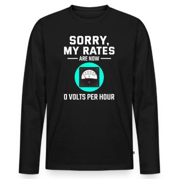 Retired Electrician: 0 Volts Per Hour - Men's Premium Organic Long Sleeve Shirt - black - Front - Nico (187cm)