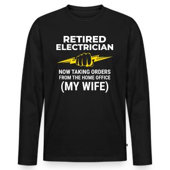 Elektriker im Ruhestand: Home Office - Männer Premium Bio Langarmshirt - Schwarz - Vorne - Nico (187cm)