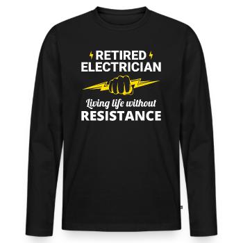 Retired Electrician: Life Without Resistance - Men's Premium Organic Long Sleeve Shirt - black - Front - Nico (187cm)