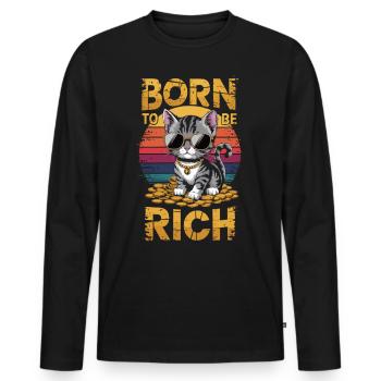 Cat style meets wealth dream - Men's Premium Organic Long Sleeve Shirt - black - Front - Nico (187cm)