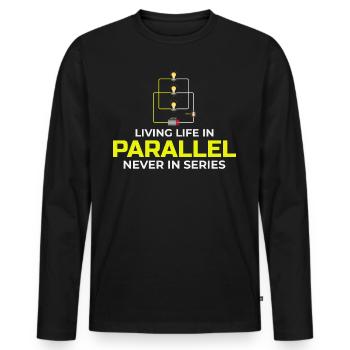 Elektriker: Leben in Parallele, nie in Serie - Männer Premium Bio Langarmshirt - Schwarz - Vorne - Nico (187cm)