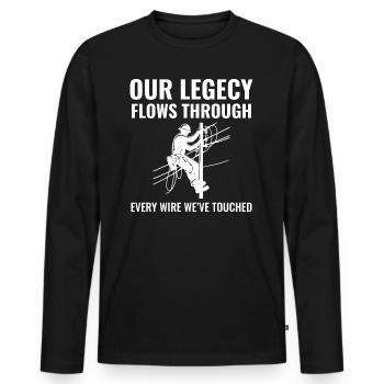 Lineman Legacy Wires Dédicace Fierté du réseau électrique - T-shirt manches longues Premium bio Homme - noir - Devant - Nico (187cm)