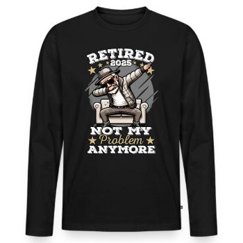 Pensioner 2025, Retirement Man, Retirement, Legend - Men's Premium Organic Long Sleeve Shirt - black - Front - Nico (187cm)