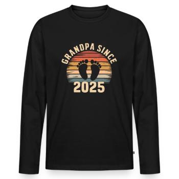 Papy depuis 2025 - T-shirt manches longues Premium bio Homme - noir - Devant - Nico (187cm)