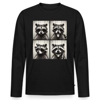 Photo booth raccoon with sunglasses - Men's Premium Organic Long Sleeve Shirt - black - Front - Nico (187cm)