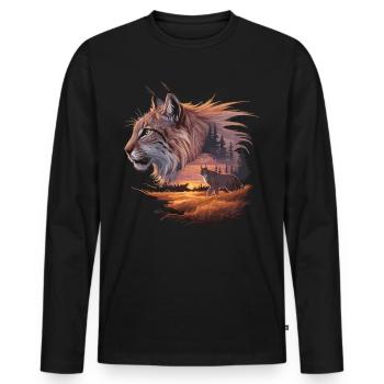 Luchs im Abendrot – Faszinierende Wildtierkunst - Männer Premium Bio Langarmshirt - Schwarz - Vorne - Nico (187cm)