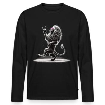 Lion à bascule – sauvage et libre - T-shirt manches longues Premium bio Homme - noir - Devant - Nico (187cm)