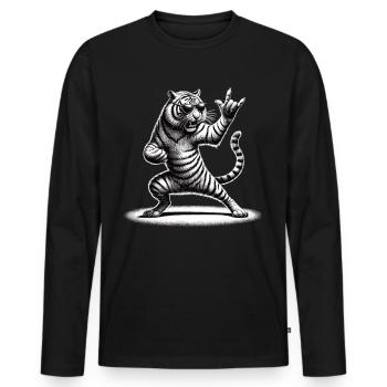 Tigre à bascule – sauvage et libre - T-shirt manches longues Premium bio Homme - noir - Devant - Nico (187cm)
