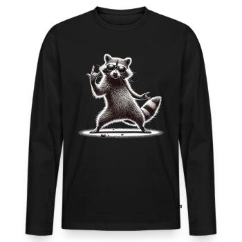 Rock-Waschbär – Metal und Coolness - Männer Premium Bio Langarmshirt - Schwarz - Vorne - Nico (187cm)