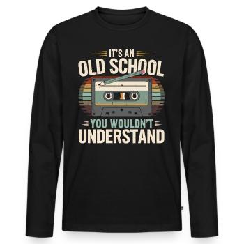 Retro Mixtape – Oldschool Vibes für Nostalgiker - Männer Premium Bio Langarmshirt - Schwarz - Vorne - Nico (187cm)