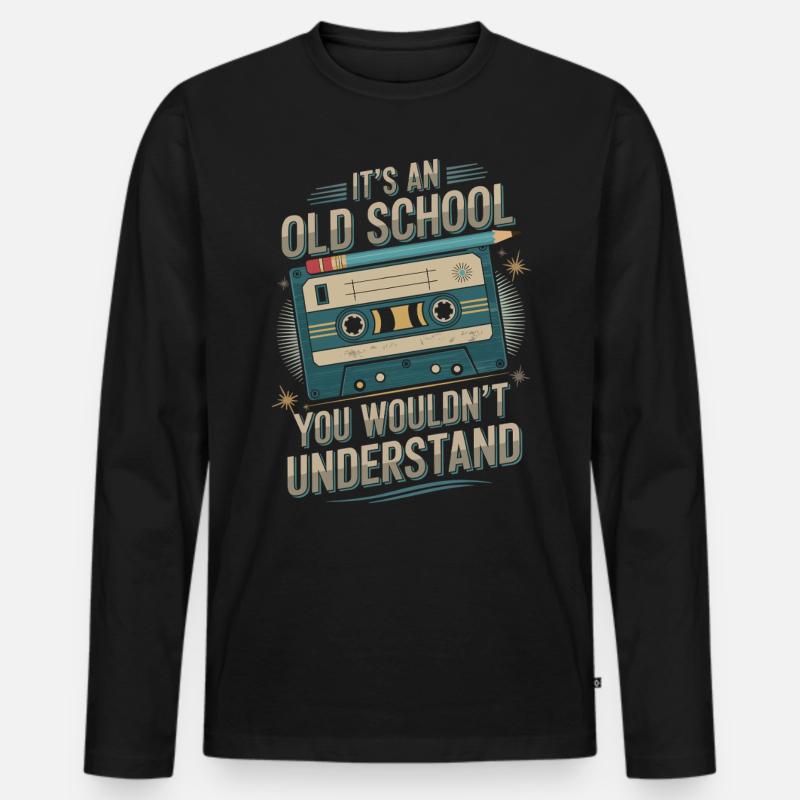 Retro Mixtape – Oldschool Nostalgie für Musikfans - Männer Premium Bio Langarmshirt - Schwarz
