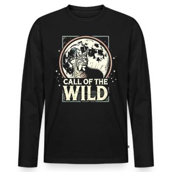 Wilderness and Freedom – Call of the Wild - Men's Premium Organic Long Sleeve Shirt - black - Front - Nico (187cm)