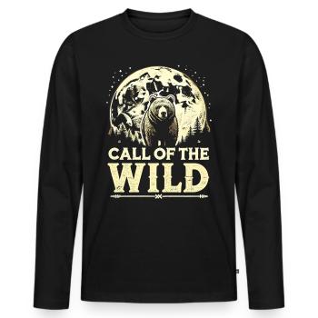 L’appel de la nature – Ours puissant - T-shirt manches longues Premium bio Homme - noir - Devant - Nico (187cm)