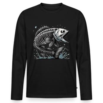 Poisson osseux maléfique des profondeurs - T-shirt manches longues Premium bio Homme - noir - Devant - Nico (187cm)
