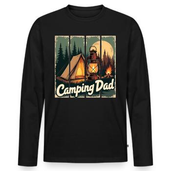 Camping Dad – Lagerfeuer & Natur - Männer Premium Bio Langarmshirt - Schwarz - Vorne - Nico (187cm)