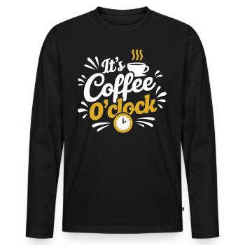 It's Coffee O'Clock – Kaffeeliebe - Männer Premium Bio Langarmshirt - Schwarz - Vorne - Nico (187cm)