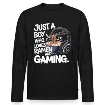 Ramen & Gaming - un design de nerd amusant pour les joueurs - T-shirt manches longues Premium bio Homme - noir - Devant - Nico (187cm)