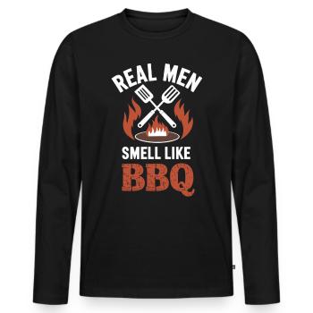 BBQ Master – Men smell like barbecues - Men's Premium Organic Long Sleeve Shirt - black - Front - Nico (187cm)