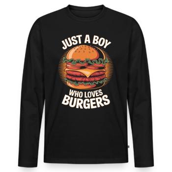 Für echte Burger-Fans – Lustiges Fast-Food-Design - Männer Premium Bio Langarmshirt - Schwarz - Vorne - Nico (187cm)