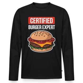 Burger Experte – Lustiges Grill- & Fast-Food-Shirt - Männer Premium Bio Langarmshirt - Schwarz - Vorne - Nico (187cm)