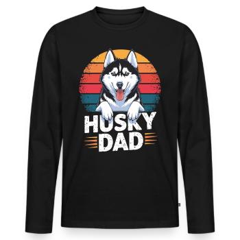 Husky Dad – Geschenk für Husky-Liebhaber - Männer Premium Bio Langarmshirt - Schwarz - Vorne - Nico (187cm)