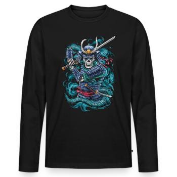 Ghostly Samurai Warrior - Men's Premium Organic Long Sleeve Shirt - black - Front - Nico (187cm)