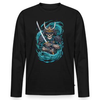 Ghostly Samurai Warrior - Men's Premium Organic Long Sleeve Shirt - black - Front - Nico (187cm)
