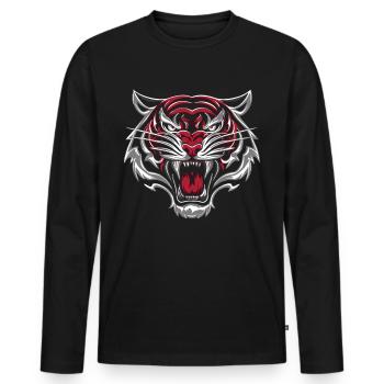 Tête de tigre sauvage - T-shirt manches longues Premium bio Homme - noir - Devant - Nico (187cm)