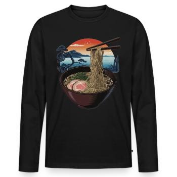Japanische Ramen-Kunst - Männer Premium Bio Langarmshirt - Schwarz - Vorne - Nico (187cm)