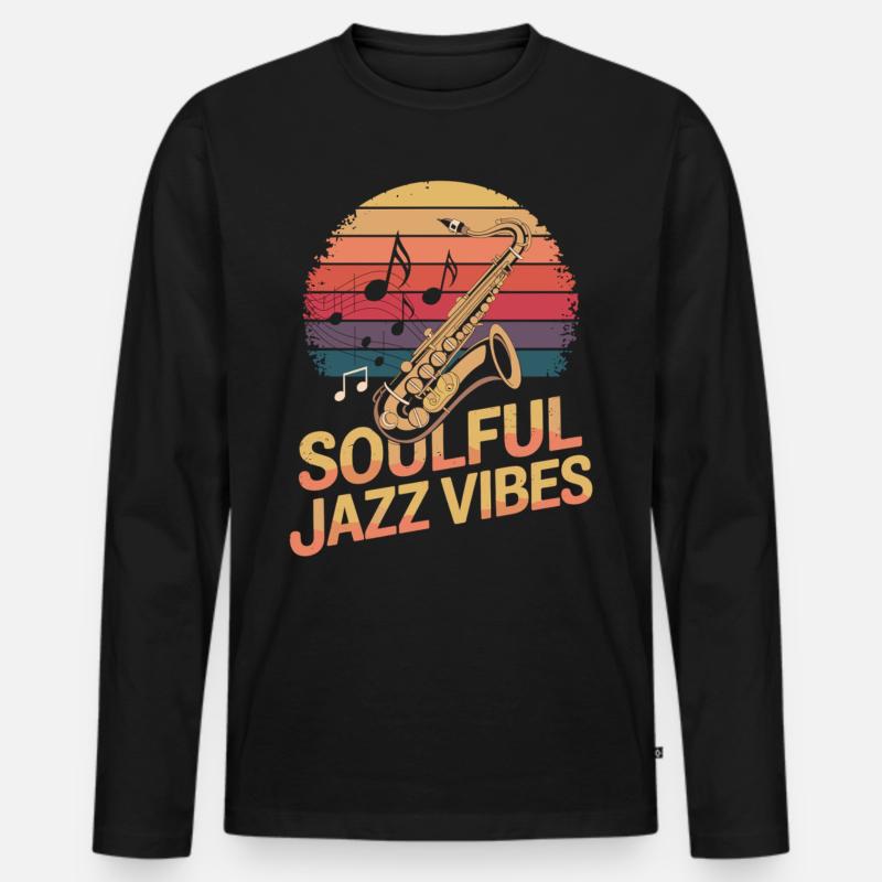 Jazz mit Seele Vibes - Männer Premium Bio Langarmshirt - Schwarz
