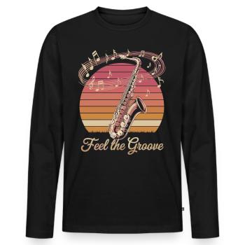 Jazz Vibes mit Retro Saxophon - Männer Premium Bio Langarmshirt - Schwarz - Vorne - Nico (187cm)