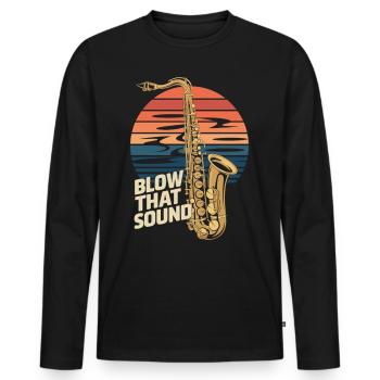 Blow That Sound – Saxophone Power - Men's Premium Organic Long Sleeve Shirt - black - Front - Nico (187cm)