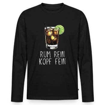 Rum rein Kopf fein - Saufspruch Longdrink und Lime - Männer Premium Bio Langarmshirt - Schwarz - Vorne - Nico (187cm)