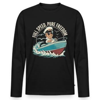 Full Speed Boat Captain - Men's Premium Organic Long Sleeve Shirt - black - Front - Nico (187cm)