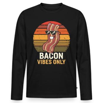 Cooles Bacon Foodshirt - Männer Premium Bio Langarmshirt - Schwarz - Vorne - Nico (187cm)