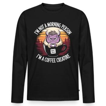 Without coffee I'm a monster - Men's Premium Organic Long Sleeve Shirt - black - Front - Nico (187cm)