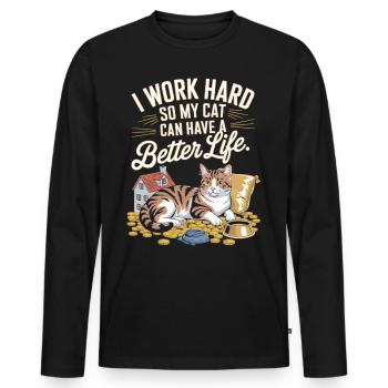 Pour le luxe du chat - T-shirt manches longues Premium bio Homme - noir - Devant - Nico (187cm)