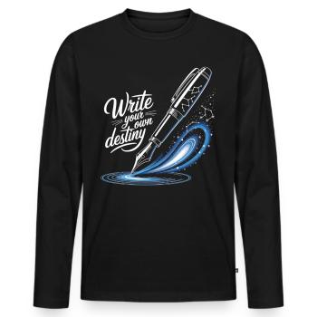 Schreib dein eigenes Schicksal - Männer Premium Bio Langarmshirt - Schwarz - Vorne - Nico (187cm)
