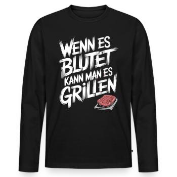Meat Is My Vegetable Shirt - Men's Premium Organic Long Sleeve Shirt - black - Front - Nico (187cm)