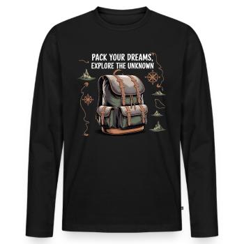Reisen - Entdecke das Unbekannte mit Stil - Männer Premium Bio Langarmshirt - Schwarz - Vorne - Nico (187cm)