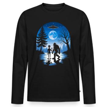 Alien, Bigfoot, UFO - Men's Premium Organic Long Sleeve Shirt - black - Front - Nico (187cm)